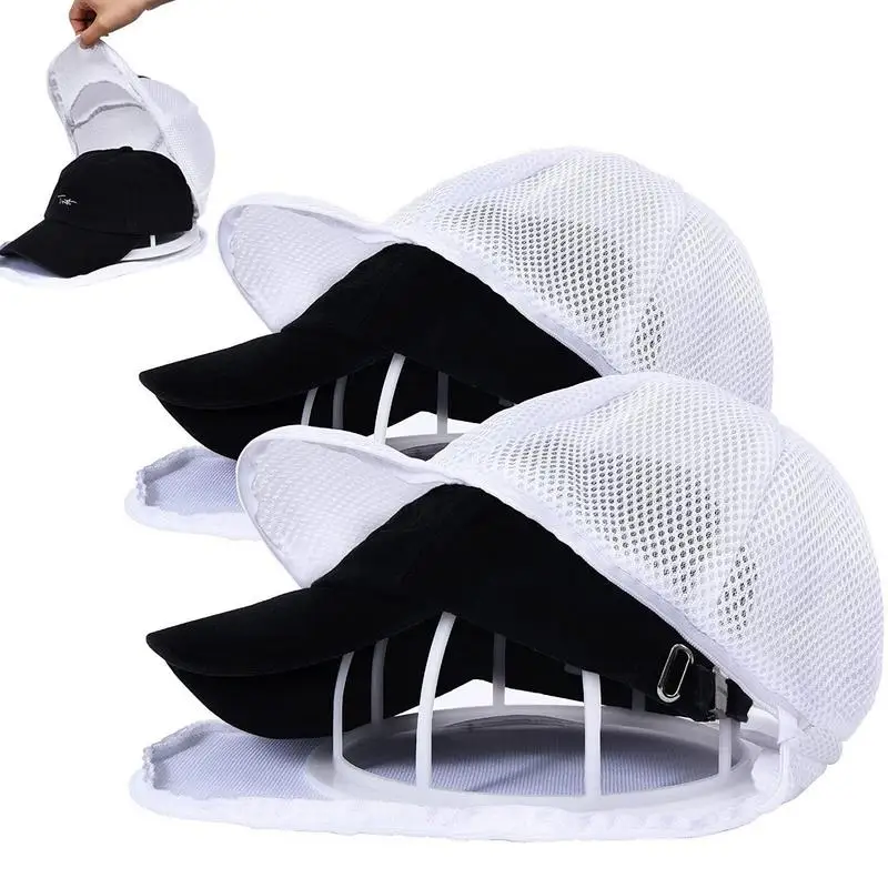 2pcs Hat Washer For Washing Machine Washing Machine Hat Protector With Mesh Bag 2 In 1 Baseball Cleaners Cap Shaper Fit For cap washer rack