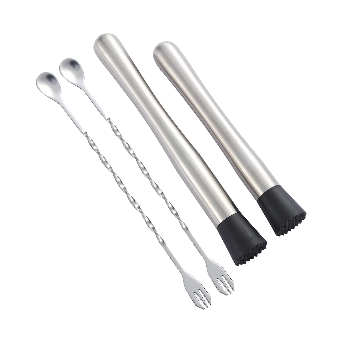 

10Inch &8Inch 304 Stainless Steel Cocktail Muddler with 2 Mixing Spoon, for Making Delicious Mojitos&Other Fruit Drinks