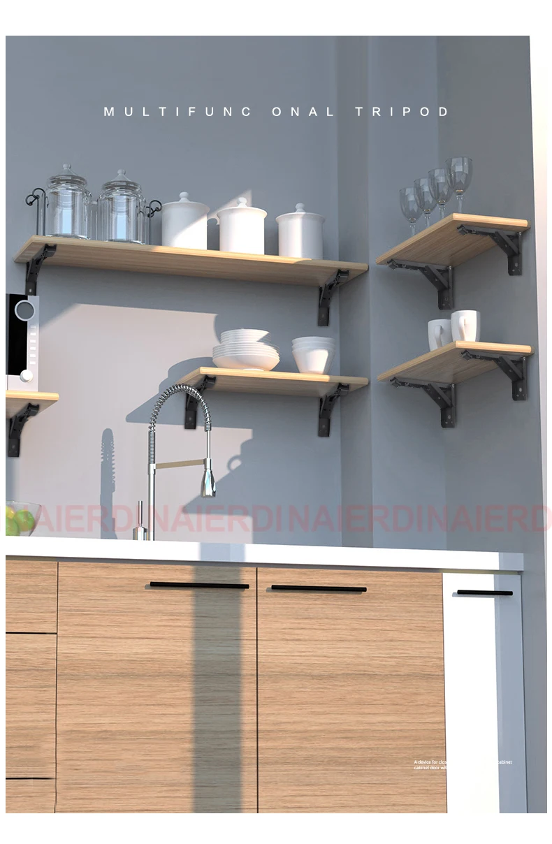 NAIERDI-Aço Folding Angle Bracket, Triângulo Wall Mount,