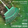 53 Inches Leaves Rake Heavy Duty Hoe Lawns Leaf Lawn Leveling Rake Yard Tools for Picking up Leaves Grass Clippings Garbage 4