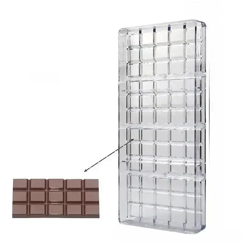 Classic Rectangular Chocolate Mold Transparent Grid Rectangular Chocolate Mold Food Grade Kitchen Baking Chocolate Candy Mold