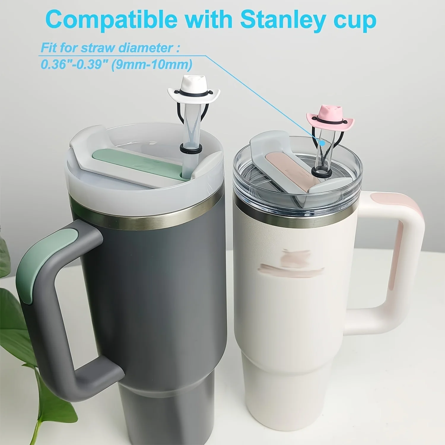 Silicone Cowboy Hat Straw Covers Caps Compatible With Stanleys Cup 30 40 Oz Tumbler Cute Protector Cap Mug Straw Tip Decoration
