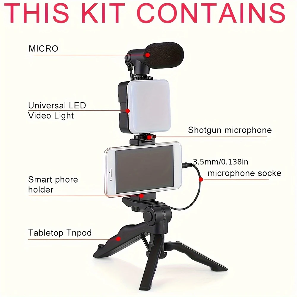 Phone Tripod Mobile Video Production Kit Multi-functional Mobile Phone Fill Light Stand Live Desktop Tripod Stand
