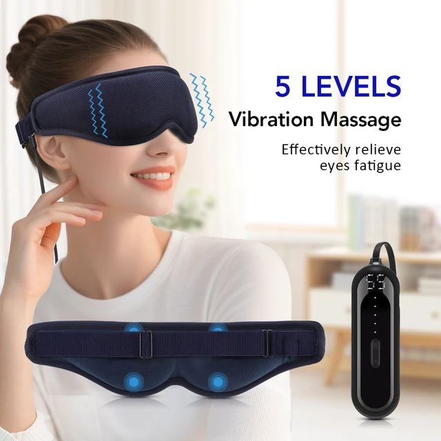 3D Electric Steam Eye Mask Breathable Light Blocking Sleeping Eyes Cover Constant Temperature Hot Compress 3-Level Massage Shade 2