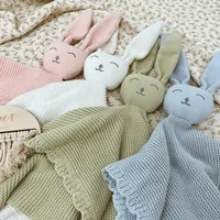 Cute Rabbit Knitting Baby Comfort Towel Comforter Blanket Soft Newborn Sleeping Dolls Kids Sleep Toy Soothe Appease Towel 1