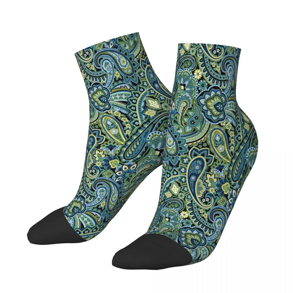 

Forest Green Paisley Babylon Water Drop Ankle Socks Male Mens Women Winter Stockings Hip Hop