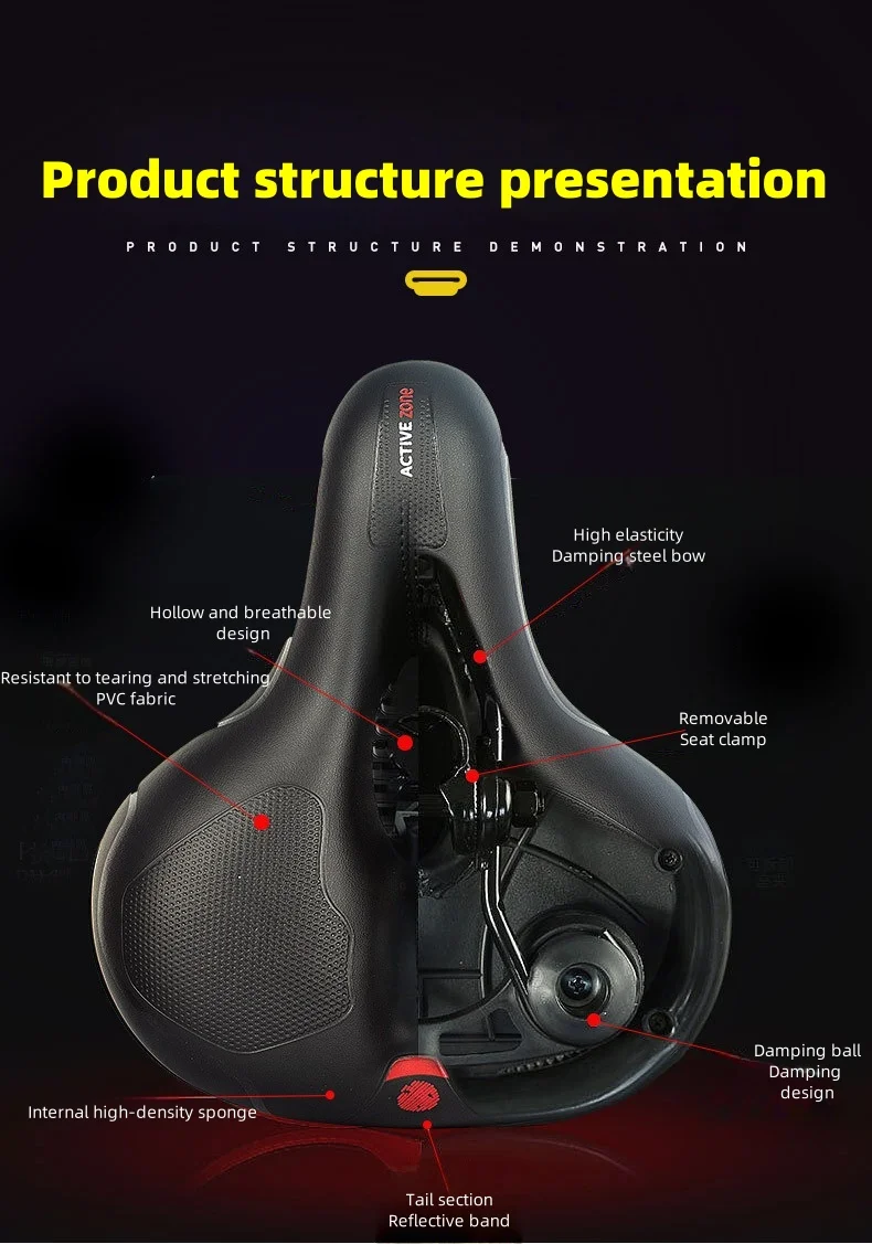 Description Picture 5 of itemMountain bike seat - Breathable and comfortable, thick and able to relieve pain. Suitable for mountain bike accessories.