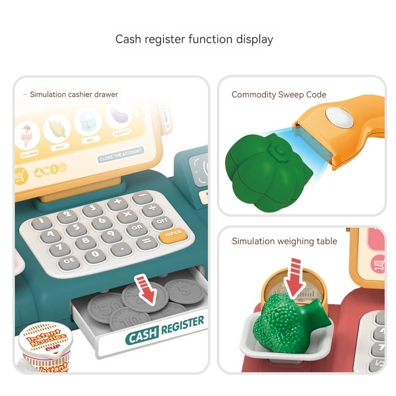 New Children Play House Simulation Supermarket Cash Register Toys Baby Mobile Payment Girl's Birthday Cashier Checkout Gifts 2
