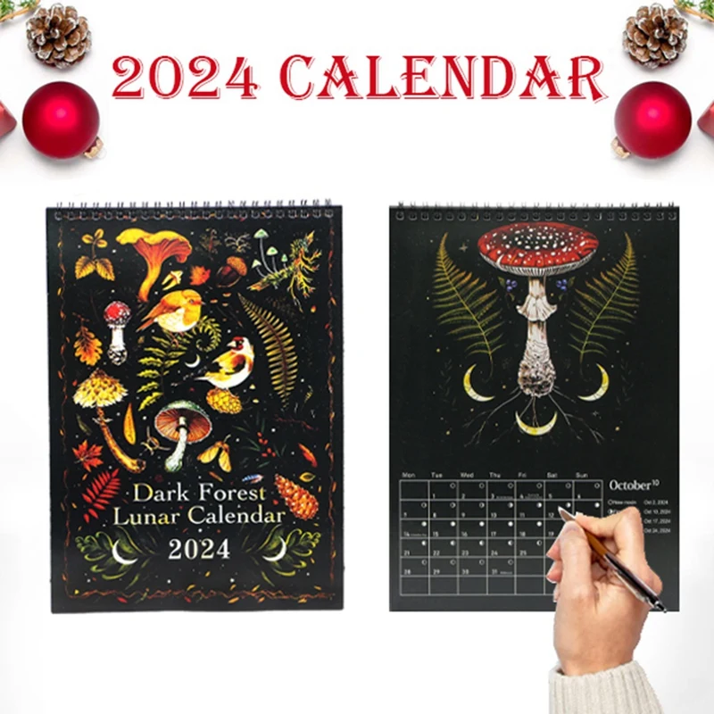 

1 PCS Dark Forest Lunar Calendar 2024 Paper Wall Calendar Colorful Waterink Wall Hanging Calendars For Home Office 11.2In X 8In