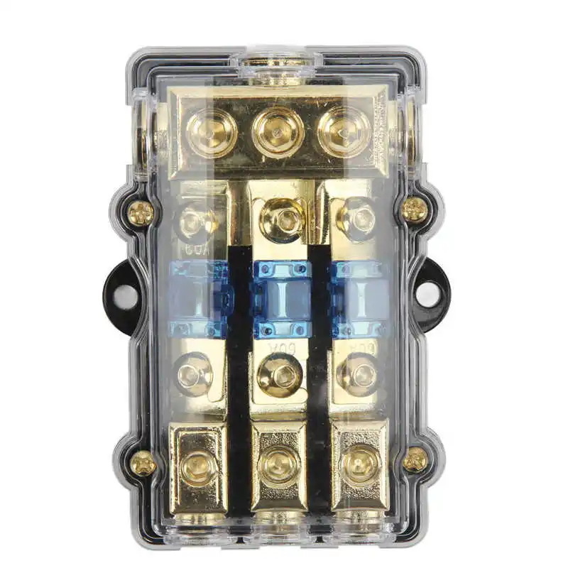 Universal 3 Way Car Audio Fuse Block Box Safe 60A Stereo Fuse Holder