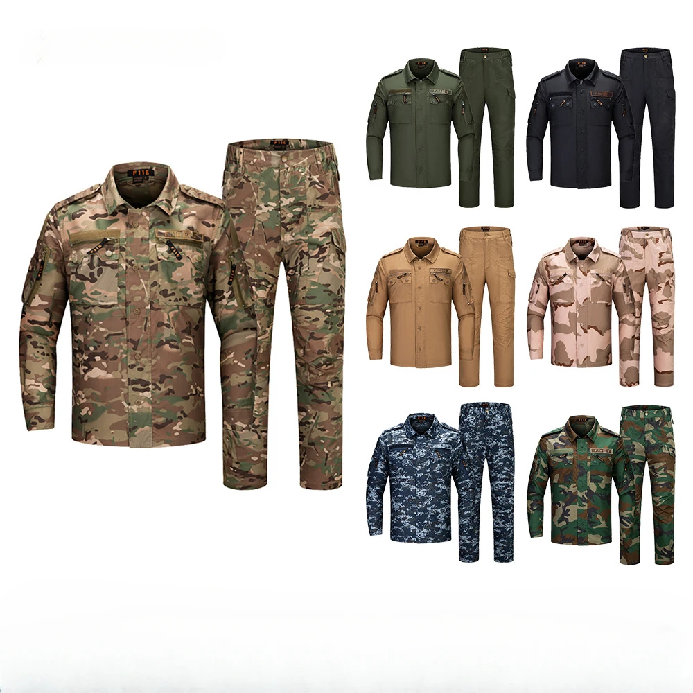 

Camouflage Uniform F116 Long Sleeve Shirts+Pants Sets Men Thin Breathable Wearable Outdoor Tactical Shirt Suit