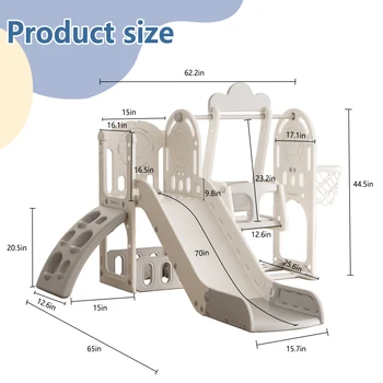 Toddler Slide, Kids Slide for Toddlers Age 1-4, 11in 1 Baby Slide Outdoor Indoor Playground with Basketball Hoop and Extra long 5