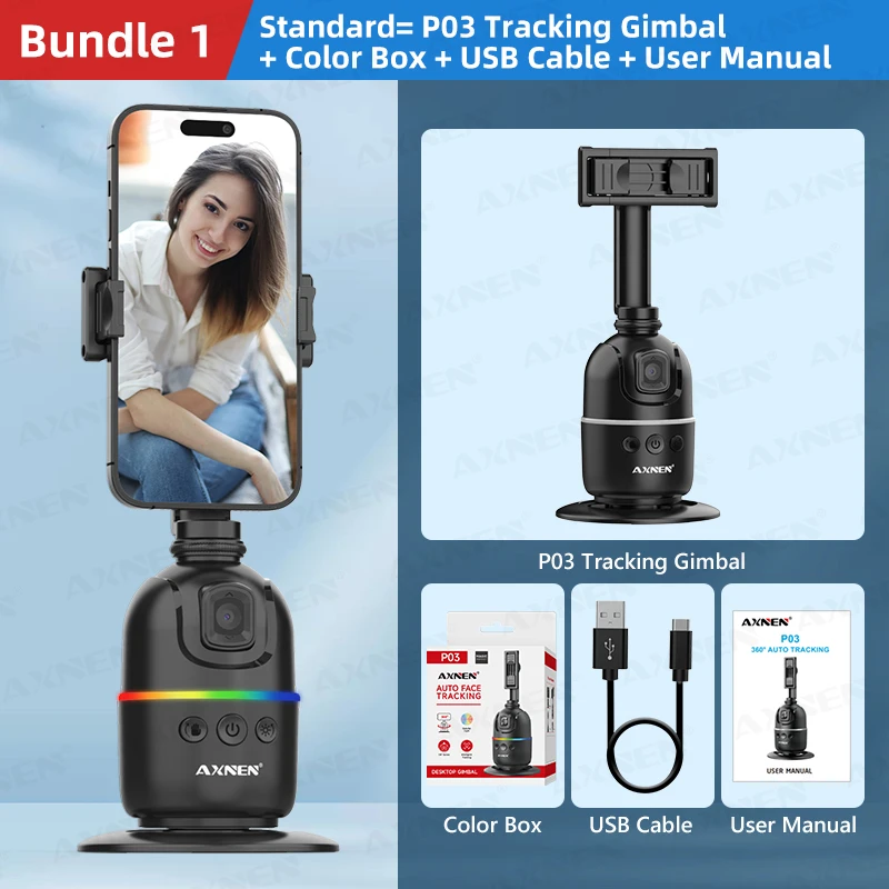 Gimbal Inteligente con Seguimiento Automático de Rostro con IA para Smartphone y Cámara de Acción, Opción con Trípode, Rotación 360° y Enfoque de Seguimiento, Kit para Fotografía en Vivo TikTok y Vlog 12