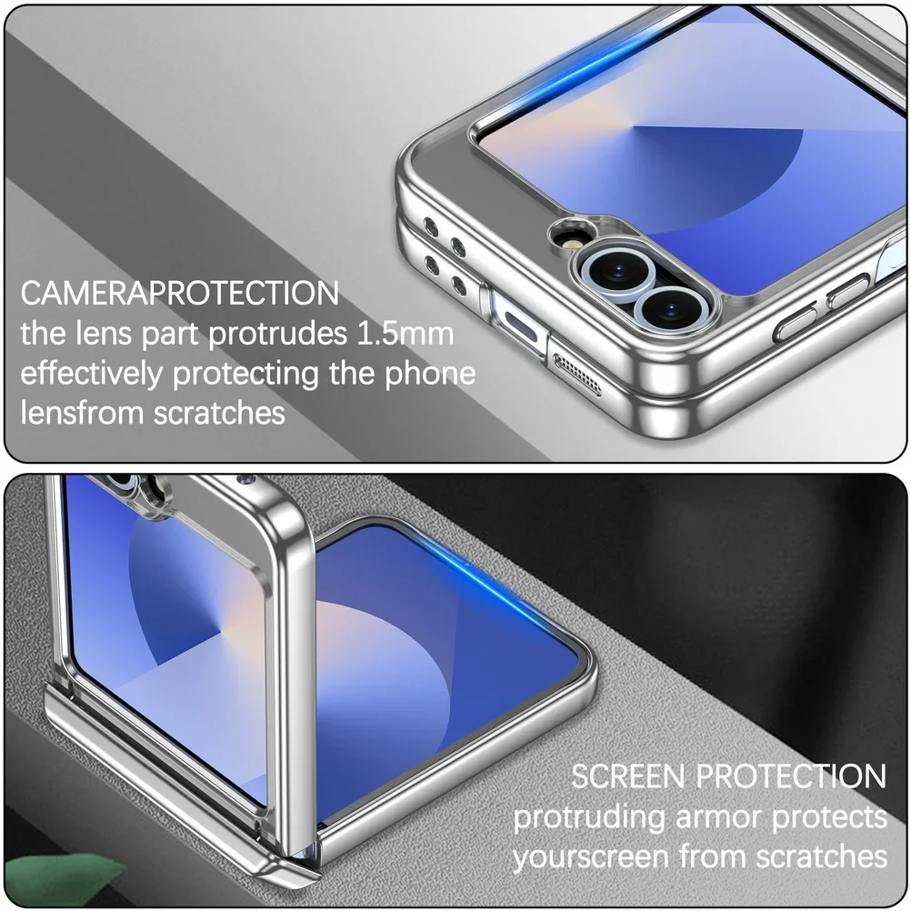 Luxury Electroplated Transparent Shockproof Case with Folding Hinge Protection
