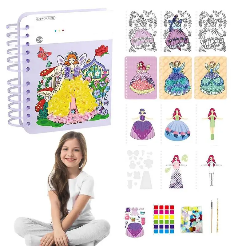 

Kid's Coloring Books Girl's DIY Hand-Painted Poking Stickers Safe-to-Use Painting Toy Gifts For New Year Children's Day Birthday