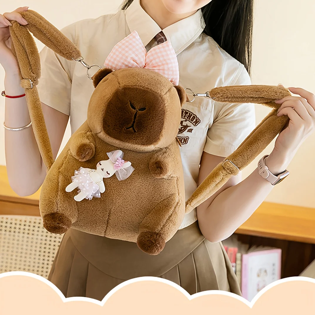 Capybara Plush Backpack for Kids - Cute Cartoon Animal Fur Backpack, School Bag & Shoulder Bag for Boys and Girls S0886c6e00ea2439bb144902bb3b638cd9