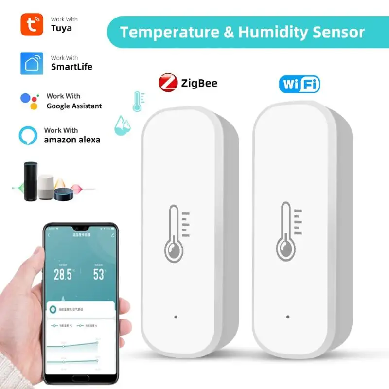 Tuya ZigBee/WiFi Temperature And Humidity Sensor Smart Home Thermometer Hygrometer Detector Smart Life for Alexa Google Home