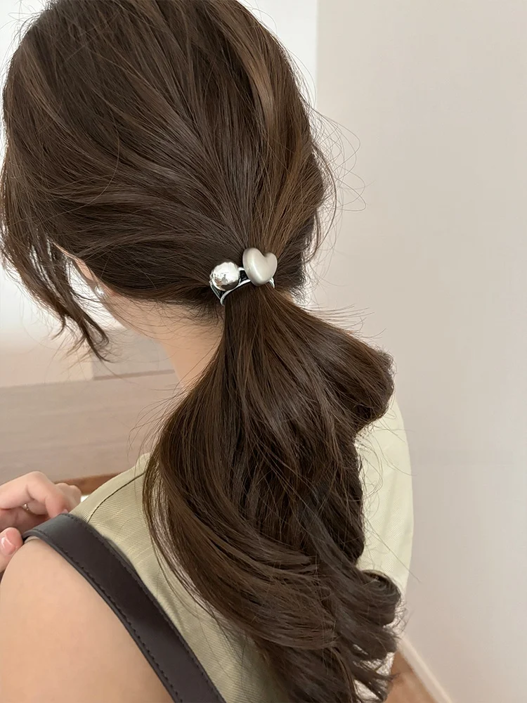 Silver Hair Ties Women's High Elastici Hair Ba  Knot Hair Ba Durable Hair Ba New 2024 Hair Accories