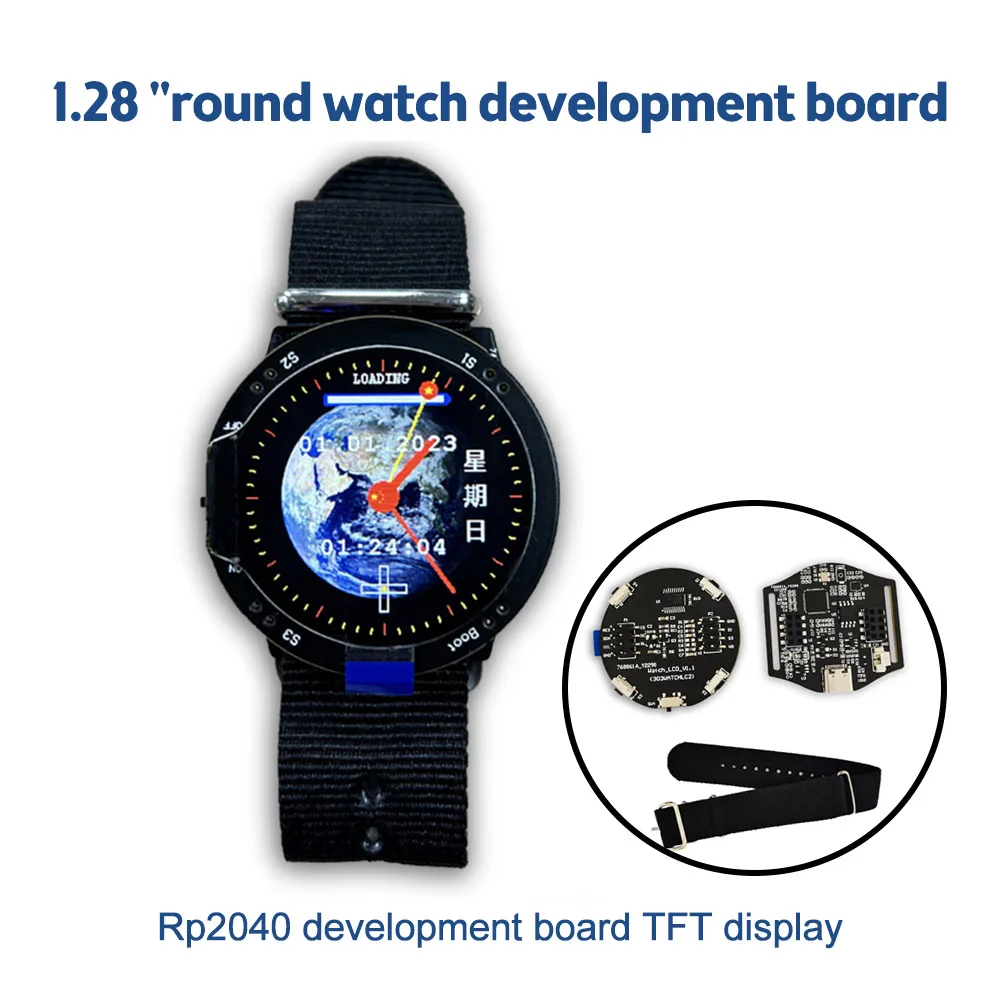 

1.28 Inch Round Watch RP2040 Development Board TFT Display 240x240 PX HD IPS Screen Support 602030 Lithium Battery