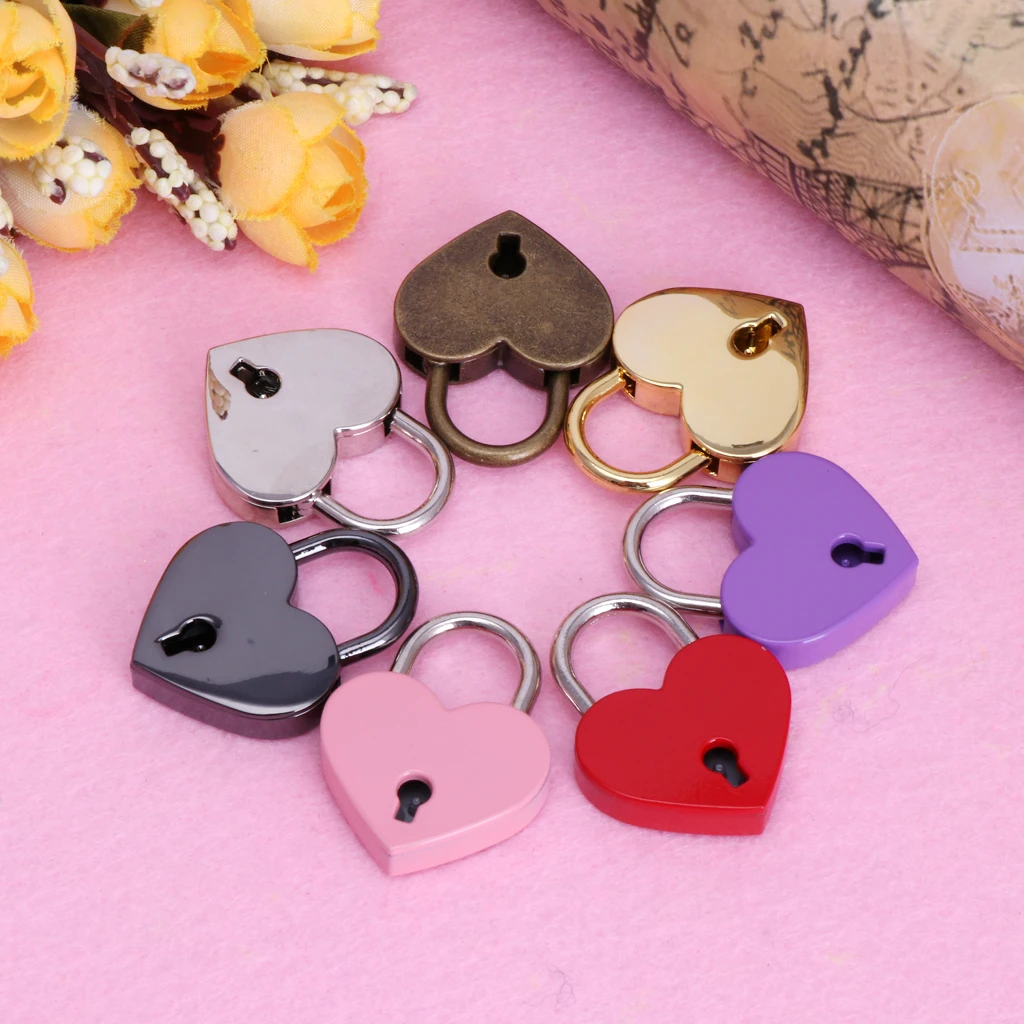 Vintage Wish Lock Mini Heart Shaped Lock Wedding Keyed Padlocks Personalized Padlock for Jewelry Box Small Wooden Box