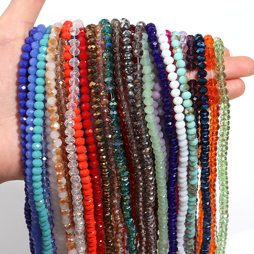 Round Faceted Colorful Glass Beads for Jewelry Making and DIY Projects