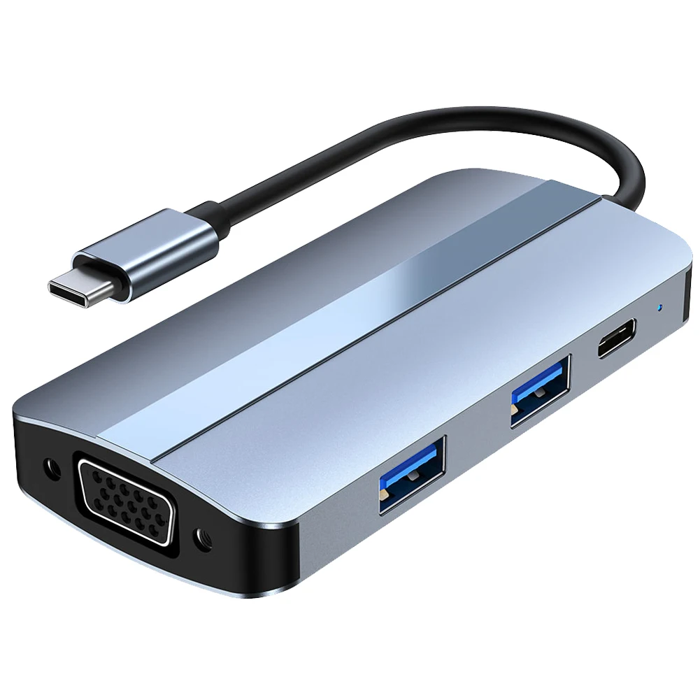 노트북용 C타입 USB 허브, USB 3.0, 2.0, 5Gbps, USB C 도크 스테이션 스플리터, PD 100W, 1080P, VGA, 4K HDMI 호환 포트, 7 in 1