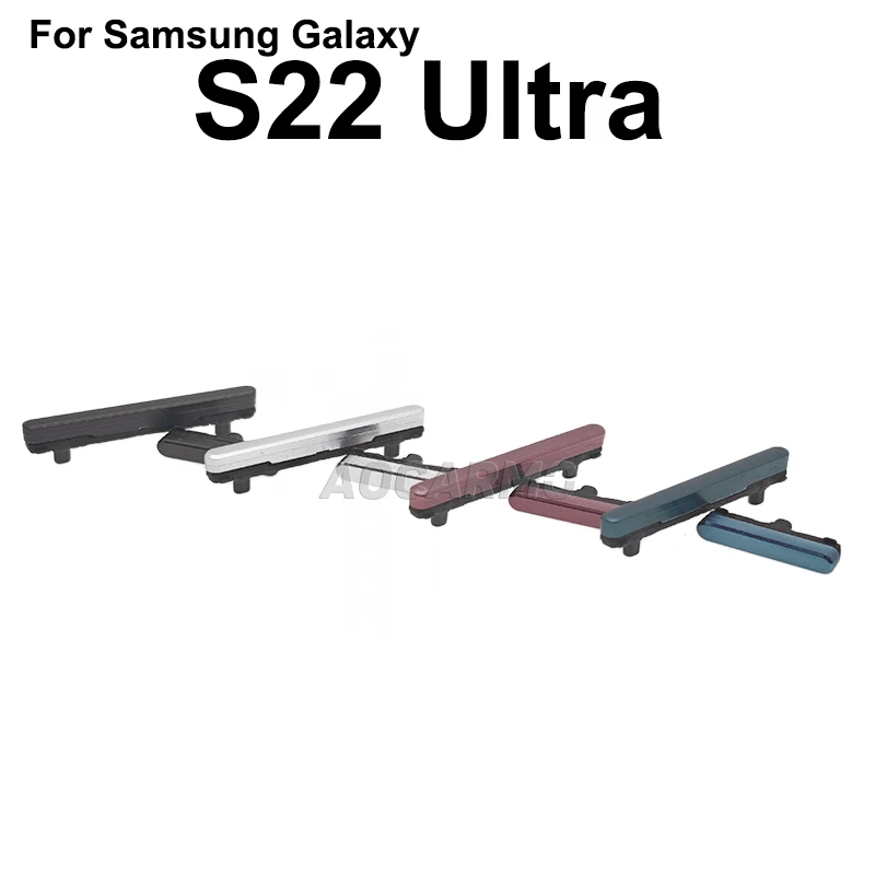 Aocarmo 삼성 갤럭시 S22 울트라 S22U SM-S908 플러스 사이드 버튼 전원 켜기 끄기 볼륨 키 스위치 수리 부품