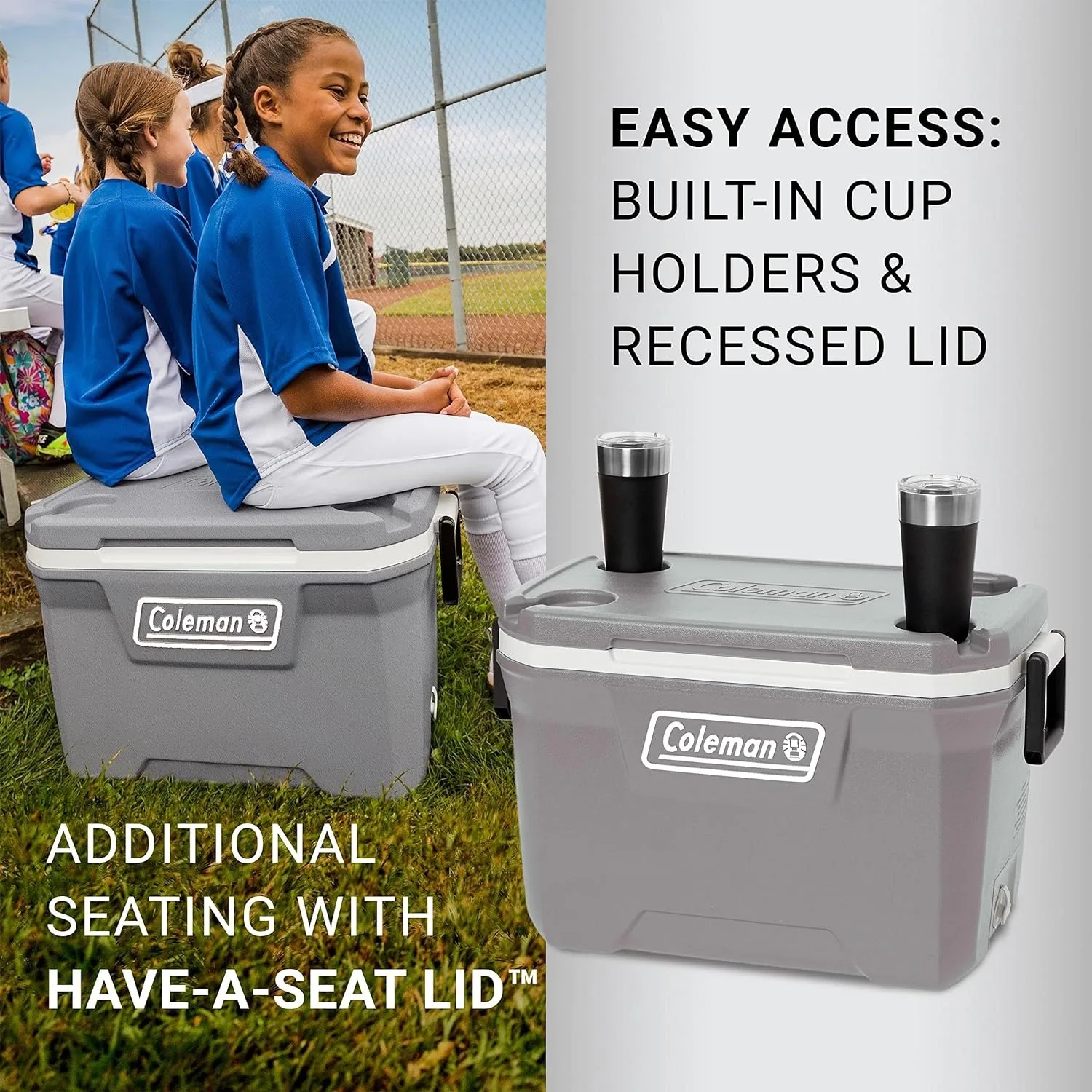 316 Series Insulated Portable Cooler with Heavy Duty Handles, Leak-Proof Outdoor Hard Cooler Keeps Ice for up to 5 Days