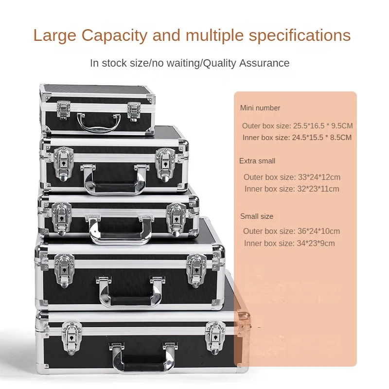 

Portable Suitcase Aluminum Toolbox With Lock Electric Tool Box With Sponge Sturdy Hard Case Flight Case Household Storage Box
