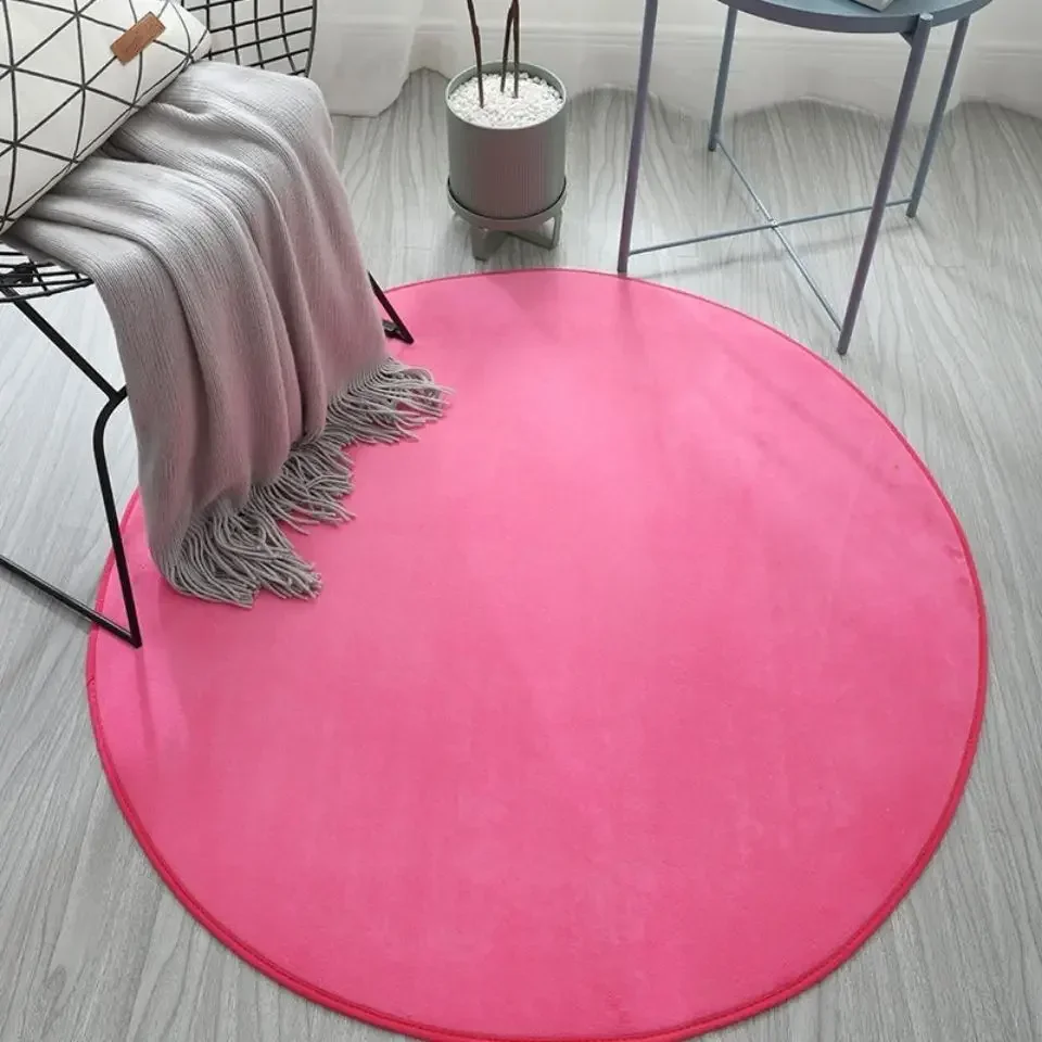 Nordic Style Round Carpet Living Room Coffee Table Children's Room Cute Solid Color Rug Computer Chair Hanging Basket Soft Mat 2