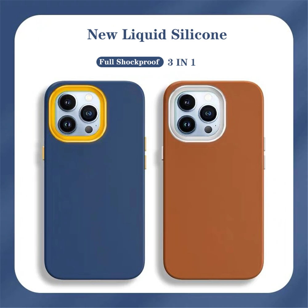 iphone 13 pro max clear case Original Liquid Silicone 3 in 1 Shockproof Armor Case For iPhone 12 13 Mini 11 Pro Xs Max X Xr SE3 7 8 6s Plus SE3 Soft Bumper apple 13 pro max case