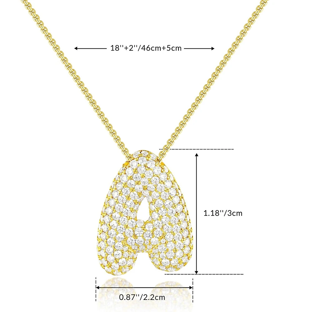 Elegant Gold-Plated Sparkly CZ Letter Necklace with Box Chain - A-Z Initial Pendant Jewelry Gift