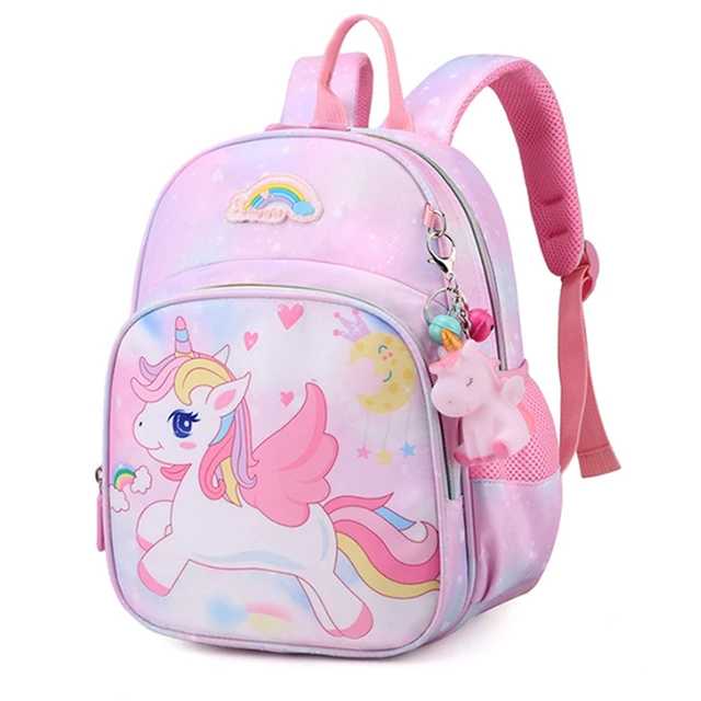 Mochila de unicornio para niñas, mochilas escolares de princesa rosa de  dibujos animados, mochilas infantiles para guardería - AliExpress