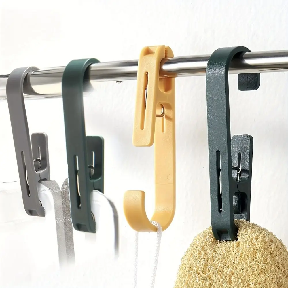 

Black/White Clothes Clip Hook Simple Large Plastic Laundry Hook Movable Anti-slip Clothes Pins Bathroom
