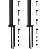Kit Kit, Fence Post Anchor Repair Kit 2pcs Along With Reinforced Steel Piles Approx.15.6*15.7*2.4*2.2 Inches Black Bracket 2