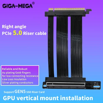 Cavo riser PCIE 5.0 ad angolo retto Future Proof per GPU Gen 5 Montaggio verticale x16 Velocità 128 GB/s | Compatibile con PCIe 4.0 e WRX80SE 1