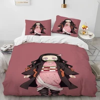Demon Slayer Bedding Set Kamado Nezuko Duvet Cover Set Bedspread Pillowcase King Queen Full Single Size Bed Linen Boys Teen Gift 6