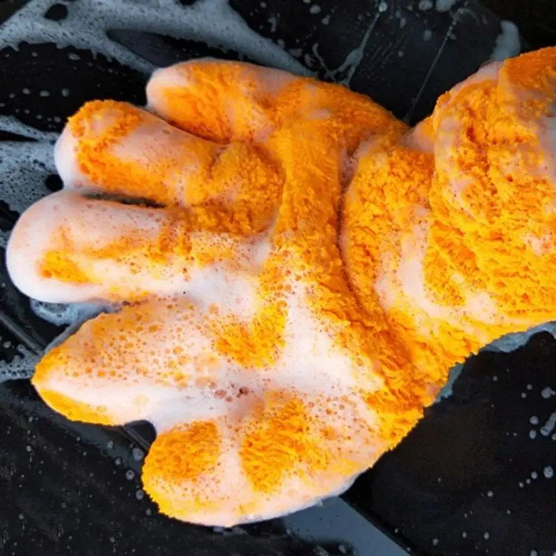 M68B Soft Double Sided Microfiber Cleaning Mitts High Absorbency Auto Wash Gloves Nonscratch for Efficient Vehicle Cleaning