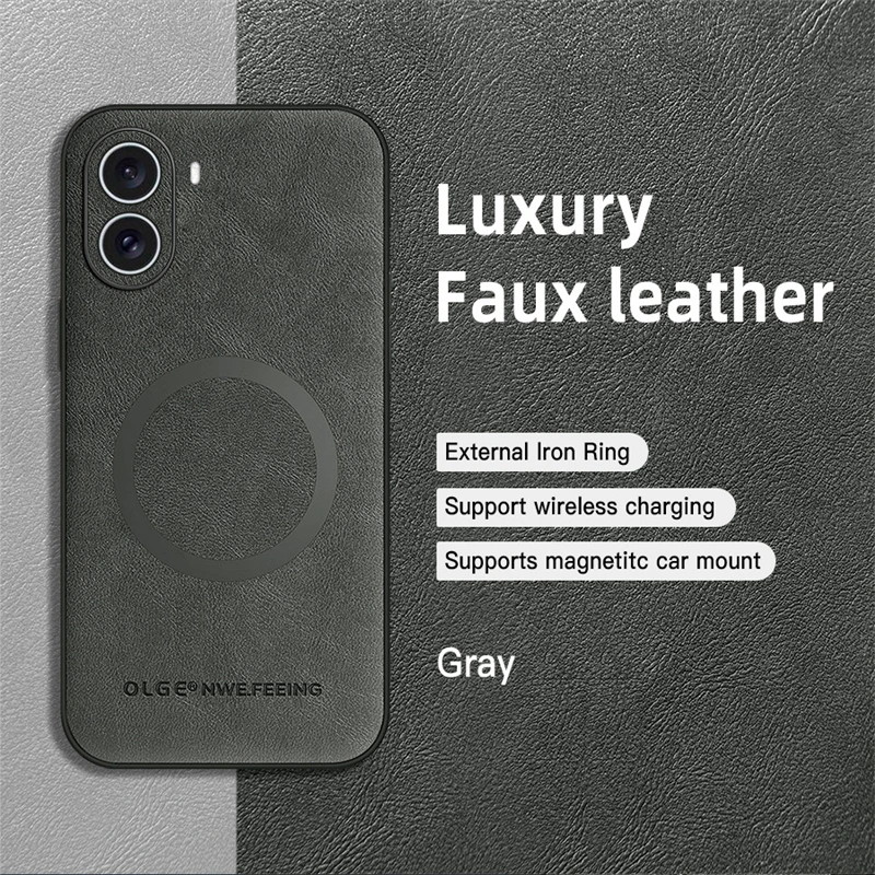 MagSafe Magnetic Leather Phone Case with Wireless Charging Capability
