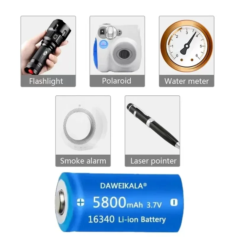 Rechargeable Battery 3.7V 16340 CR123A Li-ion 5800mAh For Laser Pen LED Flashlight Security Camara