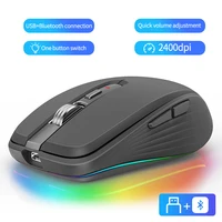 Dual Mode Rechargeable Bluetooth 2.4G Wireless Mouse RGB Mute Mouse For Windows Mac IOS Android Laptop Tablet Phone PC 6