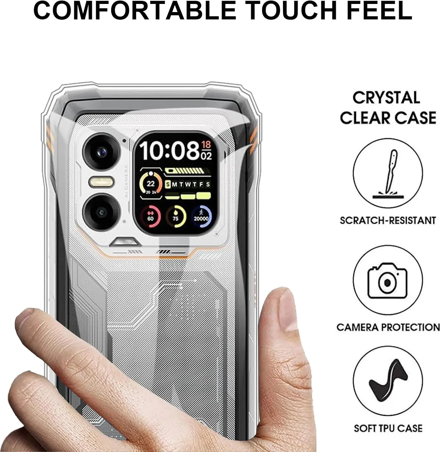 Black Transparent Soft TPU Protective Phone Case Cover