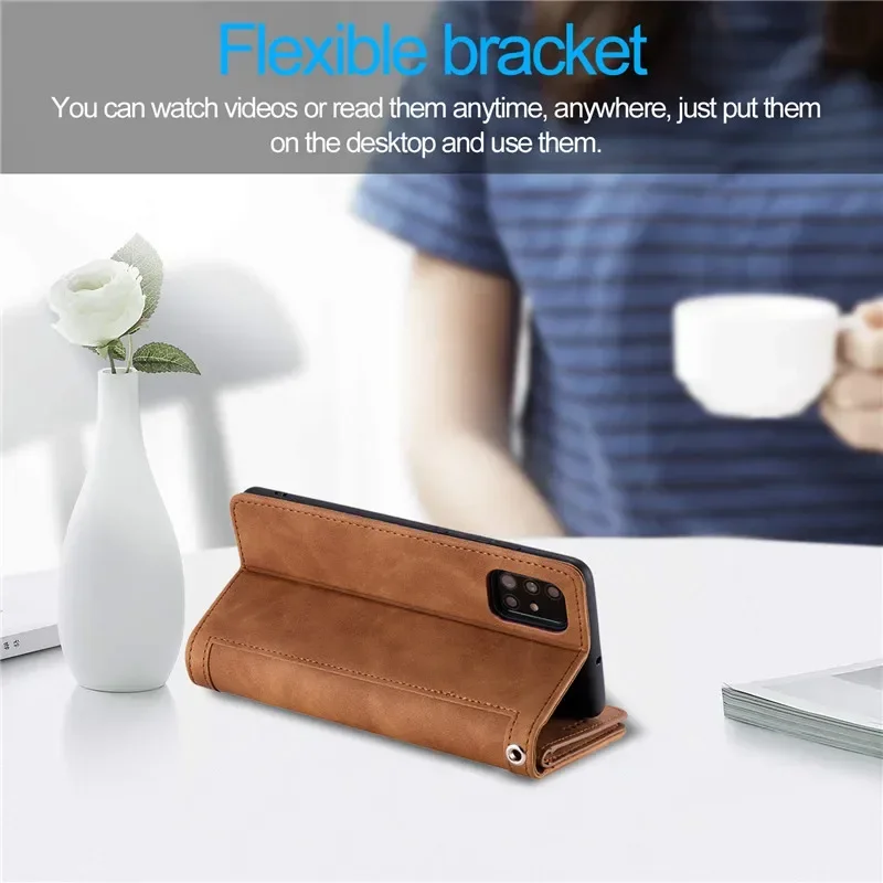 Flip Leather Case Coque For Samsung Galaxy A16 A36 A15 A25 A35 A55 A14 A24 A34 A54 A13 A23 A33 A53 A52 Zipper Wallet Card Cover 5