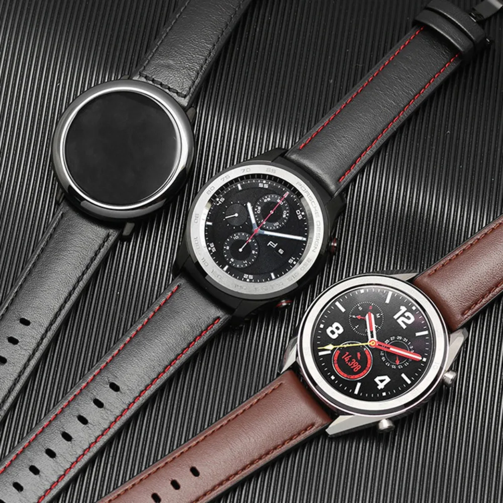 Premium Leather and Silicone Hybrid Watch Band Bracelet in Multiple Sizes