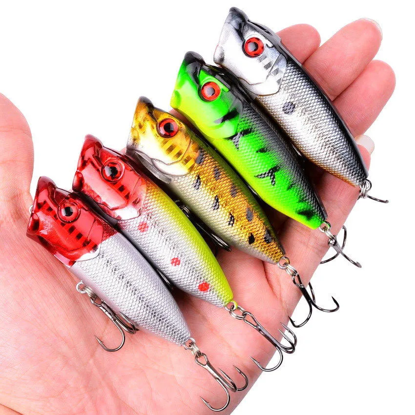 5pcs/Lot Mixed Color Popper Lure Topwater Bait Set 70mm 10g Floating  Wobblers Artificial Plastic Hard Baits Bass Fishing Tackle​
