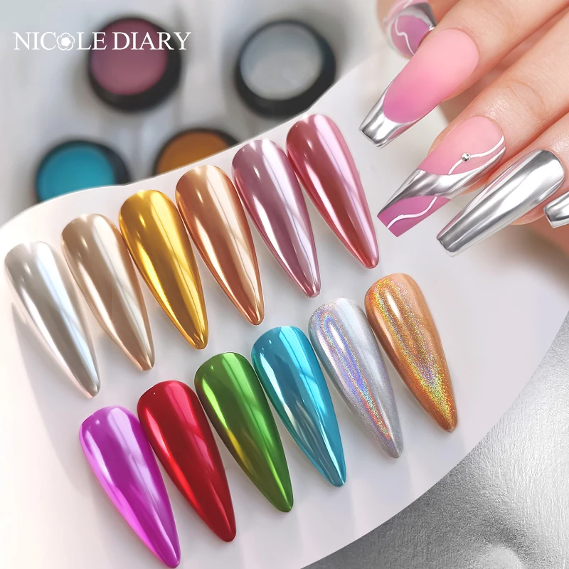 Nail glitter powder silver rose gold chrome dust pigment metallic effect uv gel polish nail decoration