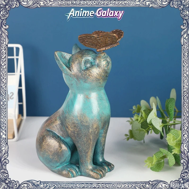 귀여운 고양이 수지 조각상 정원 파티오 마당 거실 홈 데스크탑 장식 야외 실내 예술 장식품을위한 수제 공예 장식품