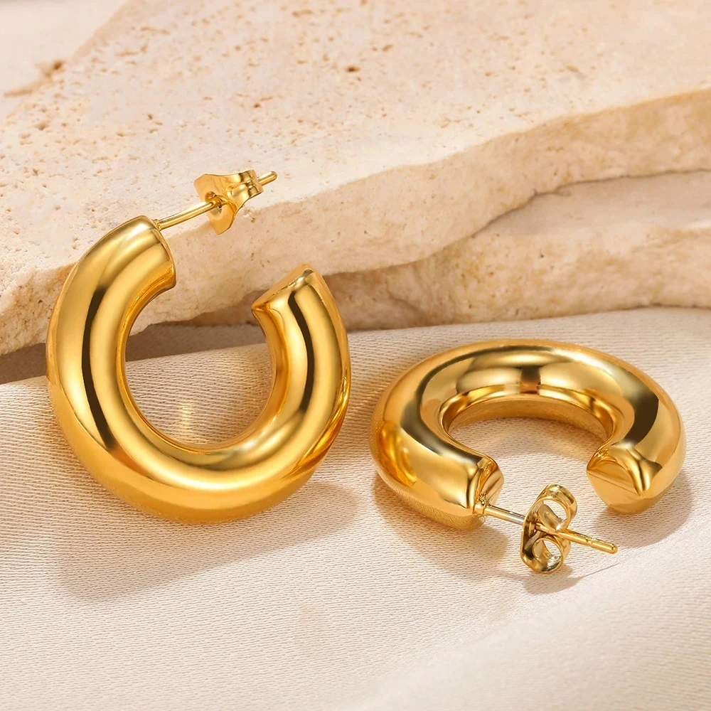 Geometric Earrings Gold Color Stainless Steel For Women
