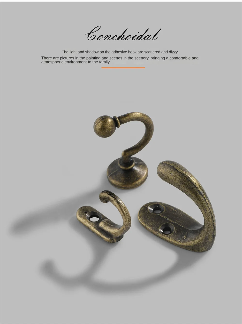 Description Picture 4 of itemCoat Clothes Bag Hat Hanging Hangers Home Storage Hook Organize Retro Single Prong Hook Wall Mounted Screws Hanger Key