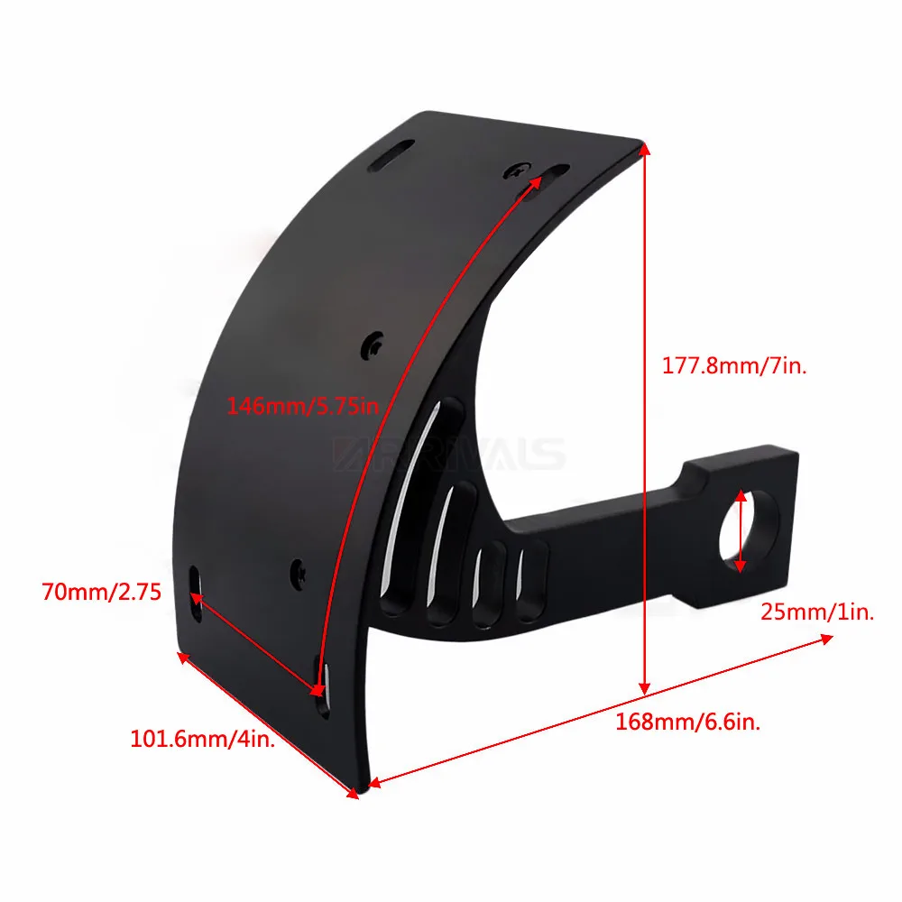 Motorcycle Curved License Number Holder plate Vertical Mount Billet 1